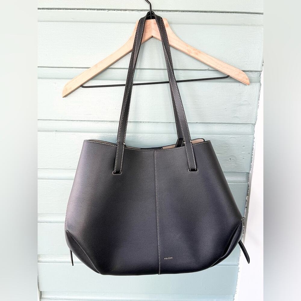 Polène Black Leather Tote Bag - Picture 2 of 14